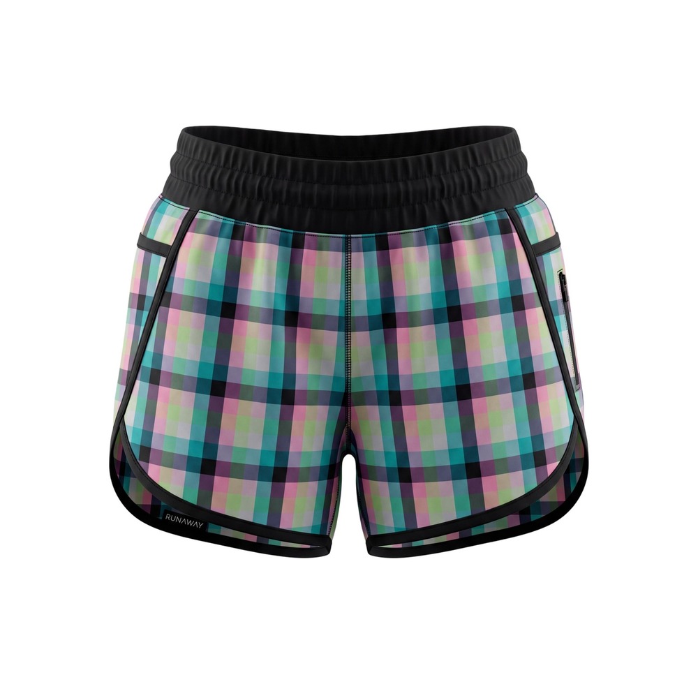 Lululemon Hotty Hot Shorts sz 4 Women Multi Plaid Athletic Running Smocked